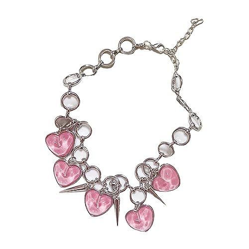 DOSERTY Y2K Choker-Halskette mit Herz-Anhänger für Damen und Mädchen, elegant, verstellbar, Schlüsselbeinkette, Party-Schmuck, Geschenk, vielseitige Quasten-Halskette, Einheitsgröße, Wie beschrieben von DOSERTY
