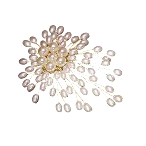 Exquisite handgefertigte Perlen-Brosche mit Kunstperlen, elegante Anstecknadel, Hochzeitsschmuck, handgefertigter Party-Anzug, Zubehör, Statement-Perlen-Brosche von DOSERTY