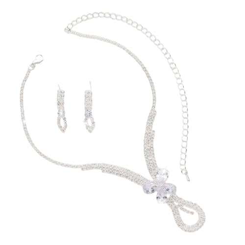 Modisches Hochzeits-Accessoire-Set für Frauen mit Wassertropfen-Designs, Halskette und Komfort-Clips, Ohrring-Set, Hochzeitsaccessoires von DOSERTY