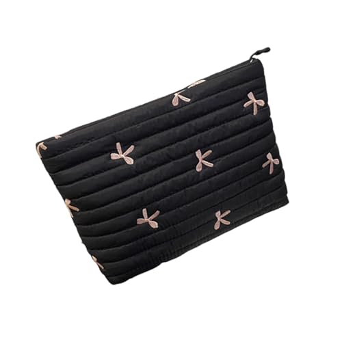 Vielseitige Make-up-Tasche mit großem Fassungsvermögen, bestickte Dekoration, weich, gesteppt, Reise-Organizer, Kosmetik-Aufbewahrungstasche, Schwarz , Einheitsgröße Vielseitige Make-up-Tasche mit großem Fassungsvermögen, bestickte Dekoration, weich, gesteppt, Reise-Organizer, Kosmetik-Aufbewahrungstasche, Schwarz , Einheitsgröße von DOSERTY
