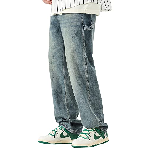 DOSLAVIDA Herren Baggy Jeans Loose Fit Zerrissen Distressed Jeans Relaxed Skateboard Denim Hose mit Löchern, Blau6, XXL von DOSLAVIDA