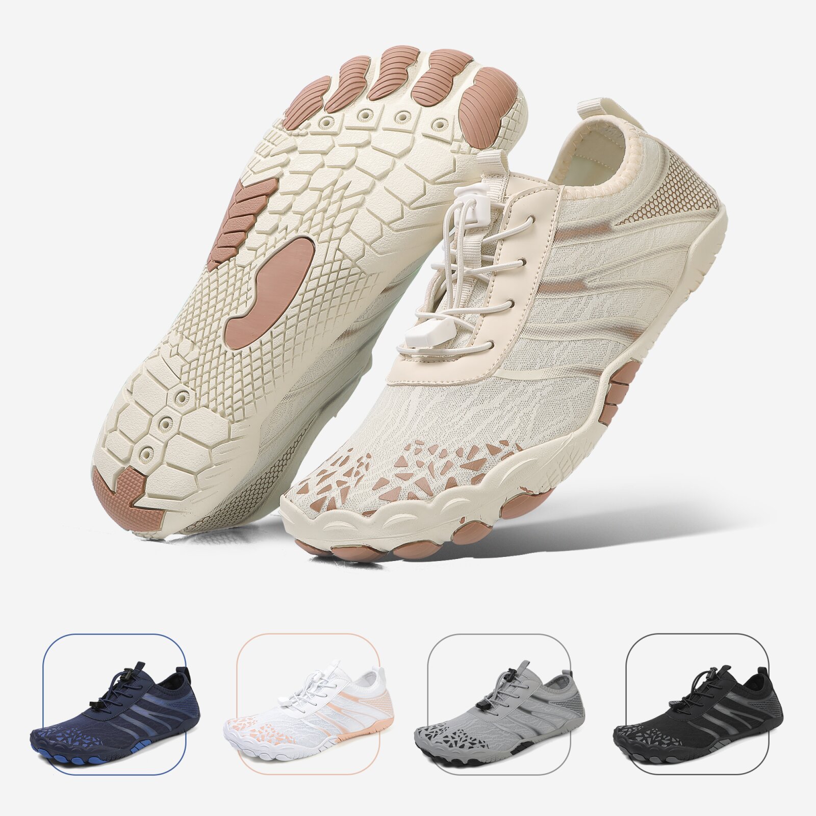 DOTALES - FlowStep Barfußschuhe Beige/Braun 45 von DOTALES