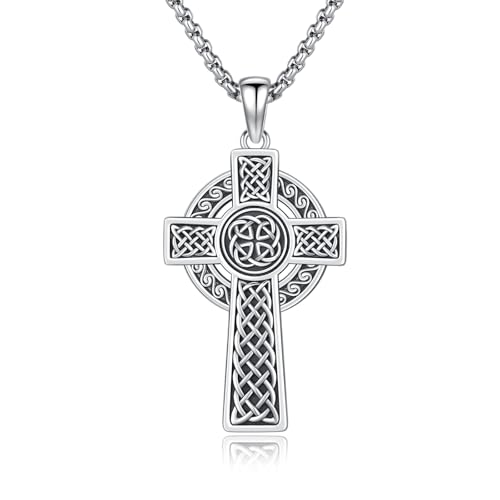 DOTBJ 925 Sterling Silber Keltisches Knoten Kreuz Anhänger Kette Halskette für Herren Damen mit Edelstahlkette 55,88cm + 5cm DOTBJ 925 Sterling Silber Keltisches Knoten Kreuz Anhänger Kette Halskette für Herren Damen mit Edelstahlkette 55,88cm + 5cm von DOTBJ