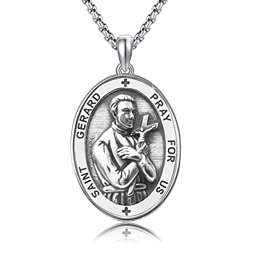 DOTBJ 925 Sterling Silber St Gerard Anhänger Kette mit Edelstahlkette 55,88cm + 5cm von DOTBJ