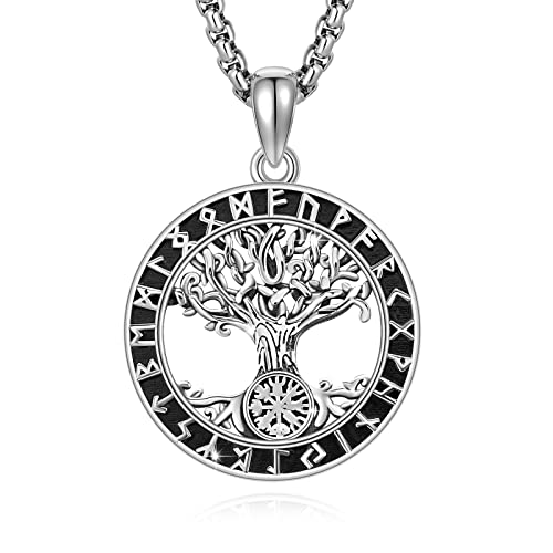 DOTBJ Baum des Lebens Halskette 925 Sterling Silber Norse Wikinger Anhänger Halskette für Frauen Männer mit 2,5 mm 20 + 2 Zoll Rolo-Kette. von DOTBJ