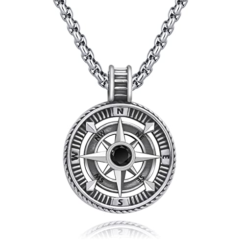 DOTBJ Kompass Kette Anhaenger 925 Sterling Silber Graduierung Schmuck Geschenk für Herren Damen von DOTBJ