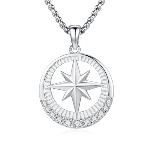 DOTBJ Kompass Kette Anhaenger 925 Sterling Silber Graduierung Schmuck Geschenk für Herren Damen von DOTBJ