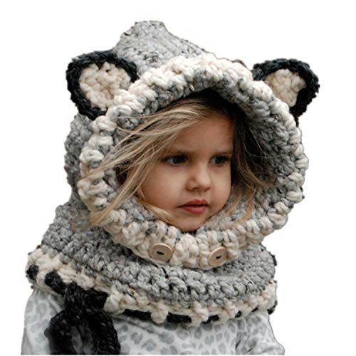 Warme Baby Mütze Schal Set, DOTBUY Kleinkind Kinder Hüte Junge Mädchen Gestrickte Häkeln Beanie Winter Slouch Beanie Kinder Unisex Gefüttert Strickmütze Wintermütze (grau 2) von DOTBU