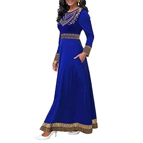 DOTBUY-SHOP Damen Muslim Lange Robe Muslimisches Vintage Kleid Ohne Hijab Naher Osten Dubai Türkei Arab Islamischer Ramadan Sommerkleid Gebetskleidung Abaya für Frauen von DOTBUY-SHOP