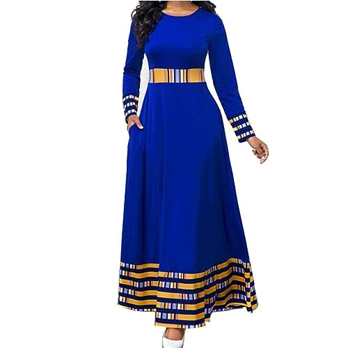 DOTBUY-SHOP Damen Muslim Lange Robe Retro Gradient Muslimisches Kleid Ohne Hijab Naher Osten Dubai Türkei Arab Islamischer Ramadan Sommerkleid Gebetskleidung Abaya für Frauen von DOTBUY-SHOP