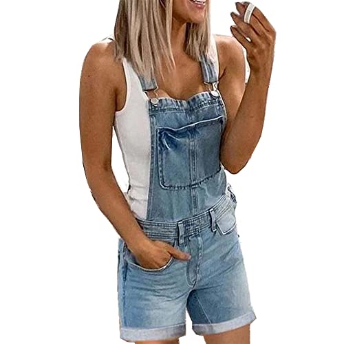 DOTBUY-SHOP Jeans Latzhose Damen Boyfriend Sommer Kurz Oversize Denim Jeans Overall Jumpsuit Playsuit Ärmellos Latzhose Casual Hose Romper mit Taschen von DOTBUY-SHOP