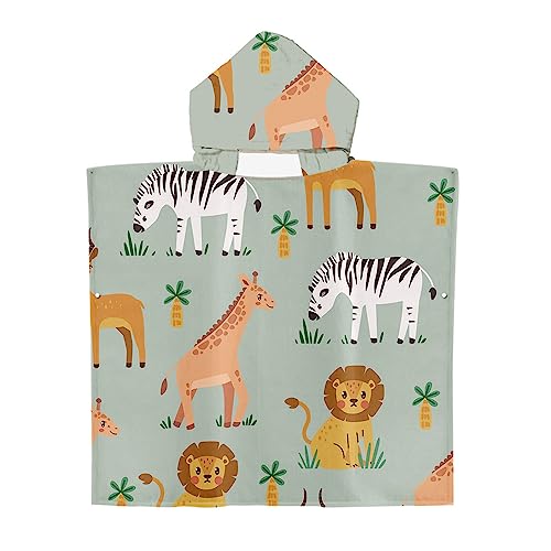 DOTBUY-SHOP Kinder Badeponcho mit Kapuze, Süßer Tierdruck Strandtuch für Jungen Mädchen Mikrofaser Kapuzenhandtuch Wechselkleider Bademantel Badetuch Poncho Handtuch (65x75cm,Zebra) von DOTBUY-SHOP