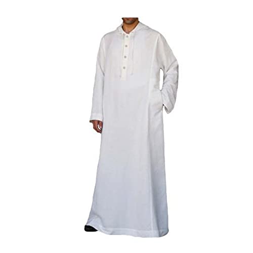 DOTBUY-SHOP Männer Muslimische Kleider Herren - Jubba Robe Islamischer Naher Osten Langarm Kaftan Lose Herren Nachthemd Langarm Einteiliger Schlafanzug Lang Schlafshirt von DOTBUY-SHOP