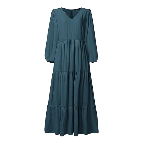DOTBUY-SHOP Muslimisches Kleid Damen Ohne Hijab Muslim Sommerkleid Lange Robe Naher Osten Dubai Türkei Arab Islamischer Ramadan Gebetskleidung Abaya für Frauen Temperament von DOTBUY-SHOP