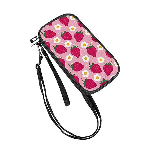 DOTBUY-SHOP Reisepass Tasche Familie Reiseorganizer, Obst Muster Reisepasshülle Familie 4 Pässe, Reisepass Brieftasche Reisedokumententasche Reisepass Organizer für Damen Männer (Rosa Erdbeere) von DOTBUY-SHOP