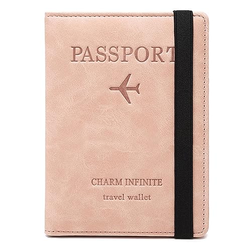 DOTBUY-SHOP Reisepass Tasche mit RFID Blocker, Reisepasshülle Reisepass Brieftasche Reisedokumententasche Reisepass Organizer für Damen Männer, Pass, Kreditkarten, Ausweis (Rosa) von DOTBUY-SHOP