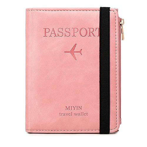 DOTBUY-SHOP Reisepass Tasche mit RFID Blocker, Reisepasshülle mit Reißverschluss Reisepass Brieftasche Reisedokumententasche Reisepass Organizer für Damen Männer, Pass, Ausweis (Rosa) von DOTBUY-SHOP