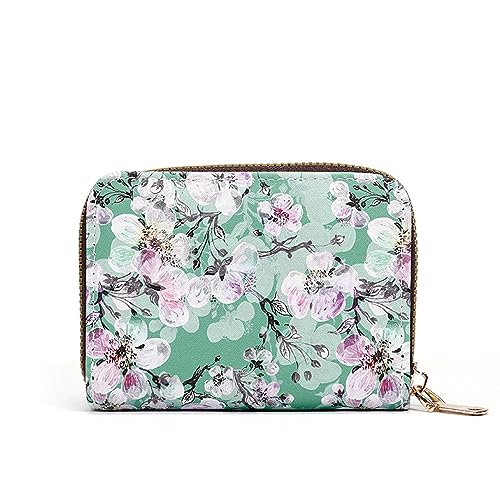 DOTBUY-SHOP Reisepasshülle Damen Männer, PU Reisepass Organizer, Tragbarkeit Passport Cover für Kreditkarten, Ausweis und Reisedokumente (1PC,Grün-rosa Blume) von DOTBUY-SHOP