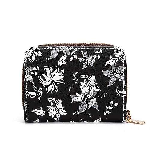 DOTBUY-SHOP Reisepasshülle Damen Männer, PU Reisepass Organizer, Tragbarkeit Passport Cover für Kreditkarten, Ausweis und Reisedokumente (3PC,Schwarz Weiße Blume) von DOTBUY-SHOP