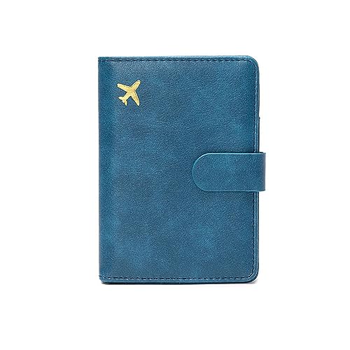 DOTBUY-SHOP Reisepasshülle Damen Männer, Reisepass Organizer Mit RFID-Blocker Tragbarkeit Passport Cover für Kreditkarten, Reisedokumente und Ausweis (Blau,15x10.5x1.5cm) von DOTBUY-SHOP