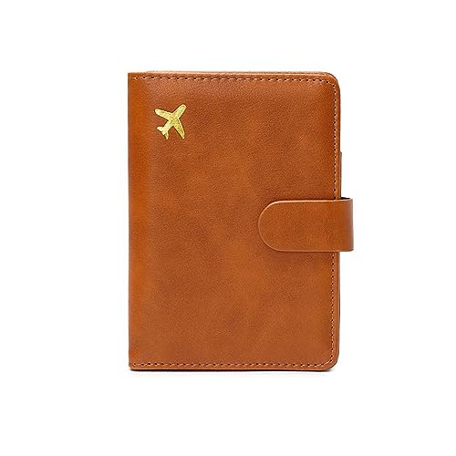 DOTBUY-SHOP Reisepasshülle Damen Männer, Reisepass Organizer Mit RFID-Blocker Tragbarkeit Passport Cover für Kreditkarten, Reisedokumente und Ausweis (Braun,15x10.5x1.5cm) von DOTBUY-SHOP