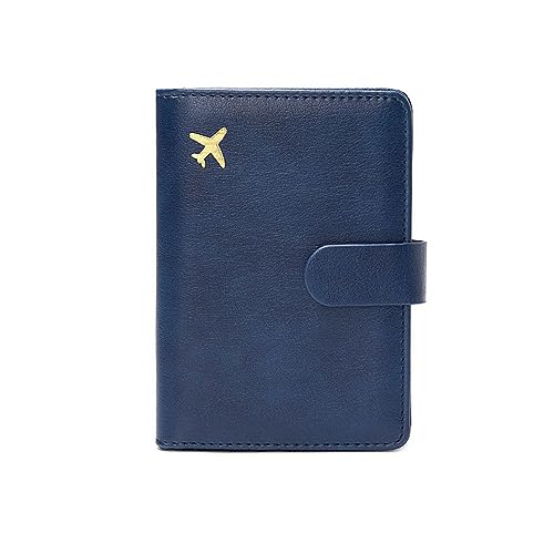 DOTBUY-SHOP Reisepasshülle Damen Männer, Reisepass Organizer Mit RFID-Blocker Tragbarkeit Passport Cover für Kreditkarten, Reisedokumente und Ausweis (Dunkelblau,15x10.5x1.5cm) von DOTBUY-SHOP