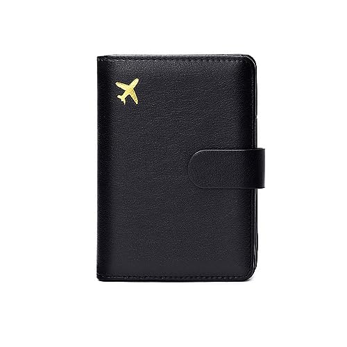 DOTBUY-SHOP Reisepasshülle Damen Männer, Reisepass Organizer Mit RFID-Blocker Tragbarkeit Passport Cover für Kreditkarten, Reisedokumente und Ausweis (Schwarz,15x10.5x1.5cm) von DOTBUY-SHOP