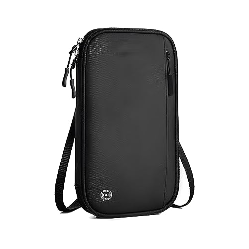 Reisepasshülle Damen Männer, DOTBUY-SHOP Reisepass Organizer Mit RFID-Blocker Tragbarkeit Passport Cover für Kreditkarten, Reisedokumente und Ausweis (Schwarz,23x13x3CM) von DOTBUY-SHOP