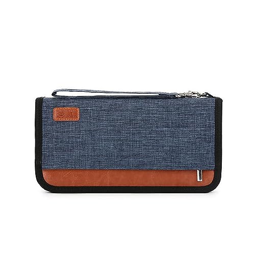 DOTBUY-SHOP Reisepasshülle Männer Damen Reisepass Organizer Mit RFID-Blocker Tragbarkeit Passport Cover für Kreditkarten, Reisedokumente und Ausweis (Blau,25x13x3CM) von DOTBUY-SHOP