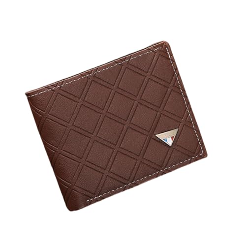 DOTBUY-SHOP Rhombus Muster Herren Geldbörse Leder, Geldbeutel für Männer - Portemonnaie Bifold Geldbörse, 3 Fächer für Kreditkarten + 1 Fotofenster + 2 Geldscheinfächer (Braun) von DOTBUY-SHOP