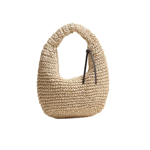 DOTBUY-SHOP Stroh Strandtasche, Große Handtasche 2025 Strohtaschen Damen Sommer Leger Korbtaschen Damen, Handgewebte Sommertaschen Basttasche für Sommerurlaub, Reisen & Urlaub (Beige) von DOTBUY-SHOP