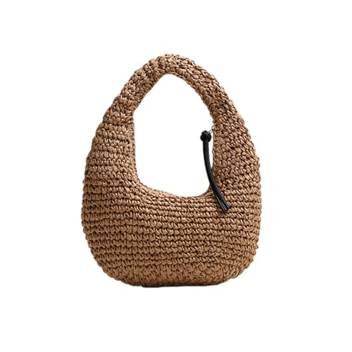 DOTBUY-SHOP Stroh Strandtasche, Große Handtasche 2025 Strohtaschen Damen Sommer Leger Korbtaschen Damen, Handgewebte Sommertaschen Basttasche für Sommerurlaub, Reisen & Urlaub (Braun) von DOTBUY-SHOP