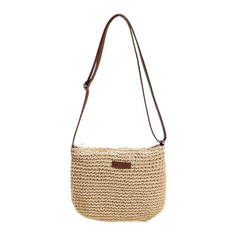 DOTBUY-SHOP Stroh Strandtasche, Umhängetasche 2025 Strohtaschen Damen Sommer Leger Korbtaschen Damen, Handgewebte Sommertaschen Basttasche für Sommerurlaub, Reisen & Urlaub (Beige) von DOTBUY-SHOP