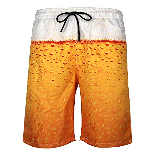 DOTBUY Badeshorts für Herren Lang, Sommer Persönlichkeit Creative 3D Druck Gemütlich Schnelltrocknend Badehose Jungen Männer mit Taschen Kurze Hosen fit Hawaii Strand Surf (2XL,Bier) von DOTBUY