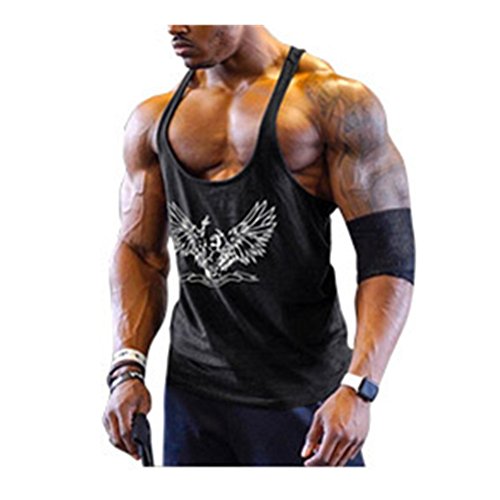 DOTBUY Gym Herren Tank Top, Men Tankshirt T-Shirt Achselshirt Unterhemden Ärmellos Muskelshirt Cotton Stringer Fitness Gym Shirt Solide Sport Vest (M, Schwarz) von DOTBUY