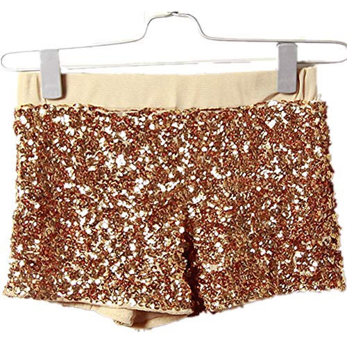 DOTBUY Hot Pants Sexy Damen Pailletten Party Nacht Club Hohe Taille Sexy Kurz Hosen Club Tanz Kostüm Yoga Lounge Laufen Joggen. (Gold) von DOTBUY