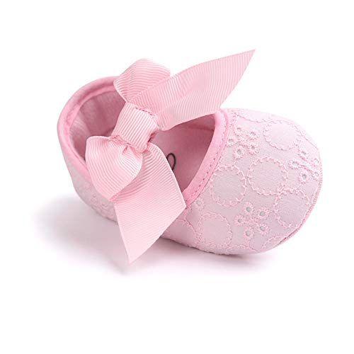 DOTBUY Leinwand Baby Schuhe Neugeborene Baby Mädchen Schuhe Kleinkind Bowknot Prinzessin Schuhe Weich Sohle Anti-Rutsch Lauflernschuhe Krippeschuhe (11cm / 0-6 Monat, Rosa) von DOTBUY