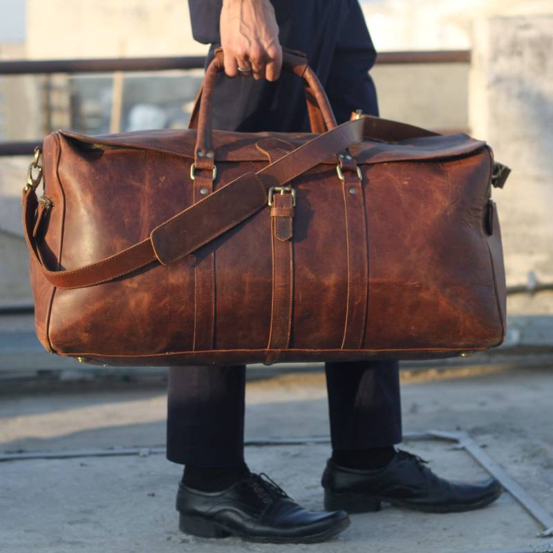 Personalisierte Ledertasche Weekender Braune Vollkorn Weekender Reisetasche Geschenk Für Ihn von DOTCHBAGCLUB