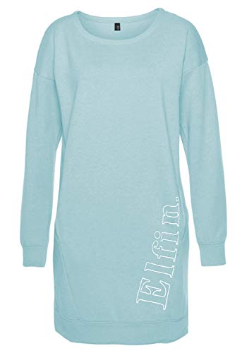 DOTIN Damen Sweatkleid Lässiges Sweatshirt Langarm Hoodie Kleider Casual Herbst Jumper Pullover Lange Tops, Blau, M von DOTIN