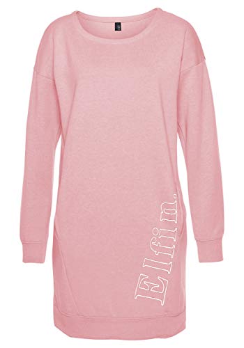 DOTIN Damen Sweatkleid Lässiges Sweatshirt Langarm Hoodie Kleider Casual Herbst Jumper Pullover Lange Tops, Rosa, L von DOTIN