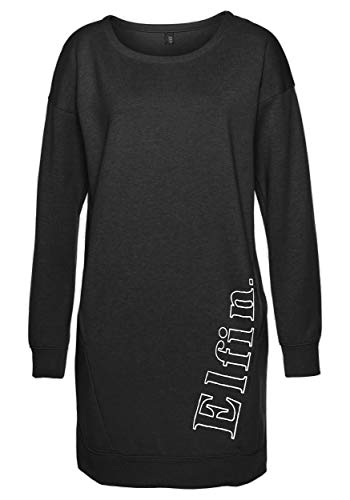 DOTIN Damen Sweatkleid Lässiges Sweatshirt Langarm Hoodie Kleider Casual Herbst Jumper Pullover Lange Tops, Schwarz, M von DOTIN