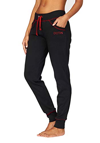 DOTIN Damen Jogginghose Sporthose High Waist Trainingshose Baumwolle Freizeithose Yoga Hose für Frauen (Schwarz, S) von DOTIN