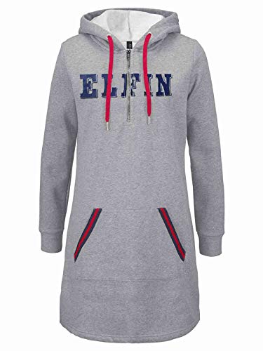 DOTIN Damen Kapuzenpullover Langarm Hoodie Kleid Sweatkleid Herbst Winter Sweatjacke Lange Pullover Jumper, Grau, XXL von DOTIN