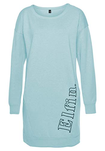 DOTIN Damen Sweatkleid Lässiges Sweatshirt Langarm Hoodie Kleider Casual Herbst Pullover Kleid Jumper Tops, Blau, L von DOTIN