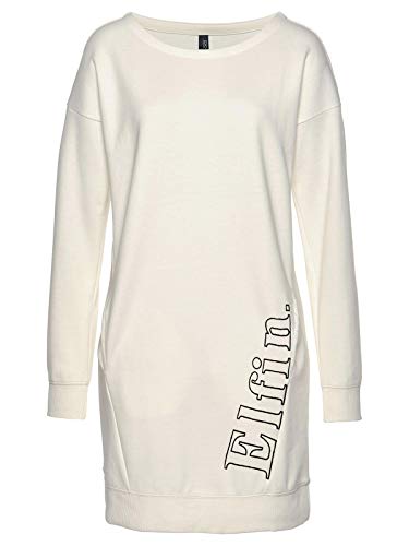 DOTIN Damen Sweatkleid Lässiges Sweatshirt Langarm Hoodie Kleider Casual Herbst Pullover Kleid Jumper Tops, Weiß, XL von DOTIN