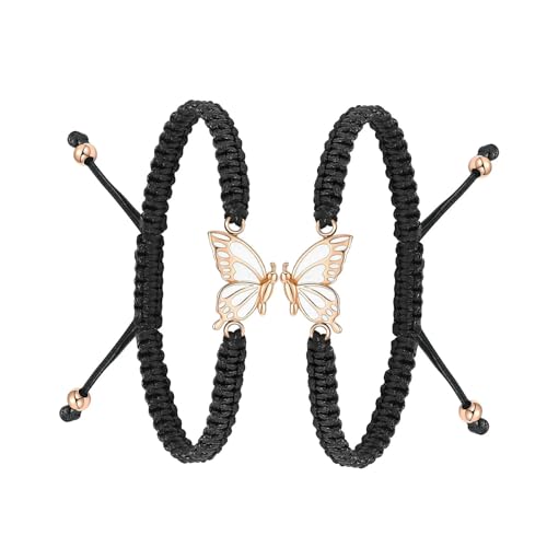DOTUIARG 2er-Pack Schmetterling Einäscherung Armband für Asche Geflochtenes Seil Verstellbares Armband Armreif Andenken Gedenkschmuck für Frauen Mädchen von DOTUIARG