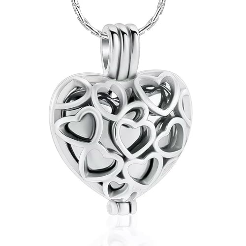 DOTUIARG Ausgehöhltes Herz Einäscherung Schmuck Urne Halsketten für Asche Andenken Anhänger Beerdigung Gedenkgeschenk von DOTUIARG