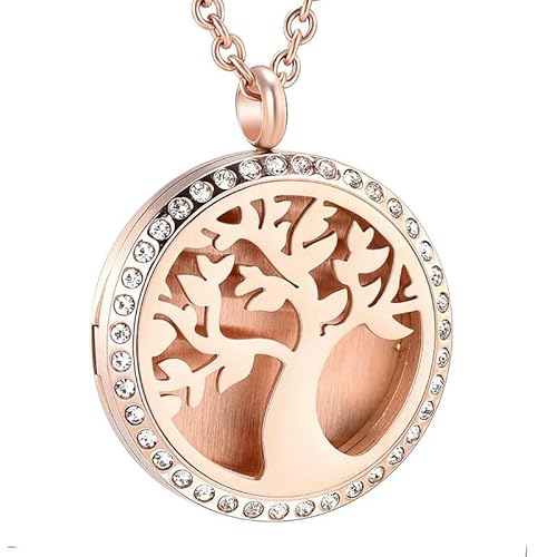 DOTUIARG Baum Inlay Kristall Aromatherapie Ätherische Öle Anhänger Halskette 3 Farben Edelstahl Schmuck Parfüm Medaillon DOTUIARG Baum Inlay Kristall Aromatherapie Ätherische Öle Anhänger Halskette 3 Farben Edelstahl Schmuck Parfüm Medaillon von DOTUIARG