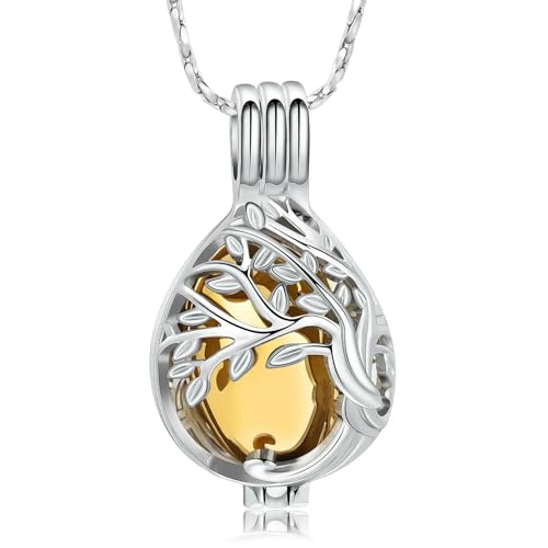 DOTUIARG Baum des Lebens Einäscherung Schmuck für Asche Teardrop Hollow Medaillon Anhänger Urne Halskette Andenken Memorial Geschenk für Frauen Männer von DOTUIARG