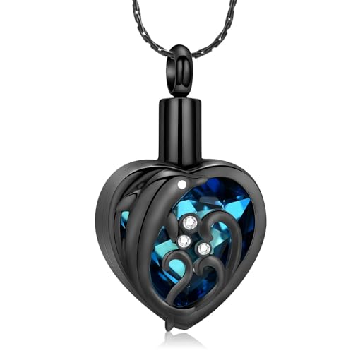 DOTUIARG Delphin Herz Urne Halskette Einäscherung Schmuck für Asche Kristall Memorial Anhänger Geliebte Asche Halter Andenken für Frauen Mädchen von DOTUIARG